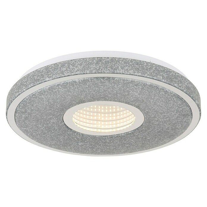 Globo LED-Deckenleuchte rund Astania (Farbe Gehäuse: Weiß, Ø x H: 38 x 6,5 cm, Tunneleffekt mittig, und Kristall-Sand, Warmweiß) | BAUHAUS