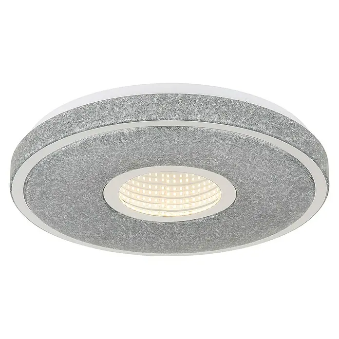 Globo LED-Deckenleuchte rund mit Tunneleffekt Astania - Farbe Gehäuse: Weiß, Ø x H: 38 x 6,5 cm, Mit Kunststoffkristallen, Warmweiß - Moderne runde Deckenleuchte in Grau mit eingebautem LED-Licht für eine stilvolle und effiziente Beleuchtung des Raumes.