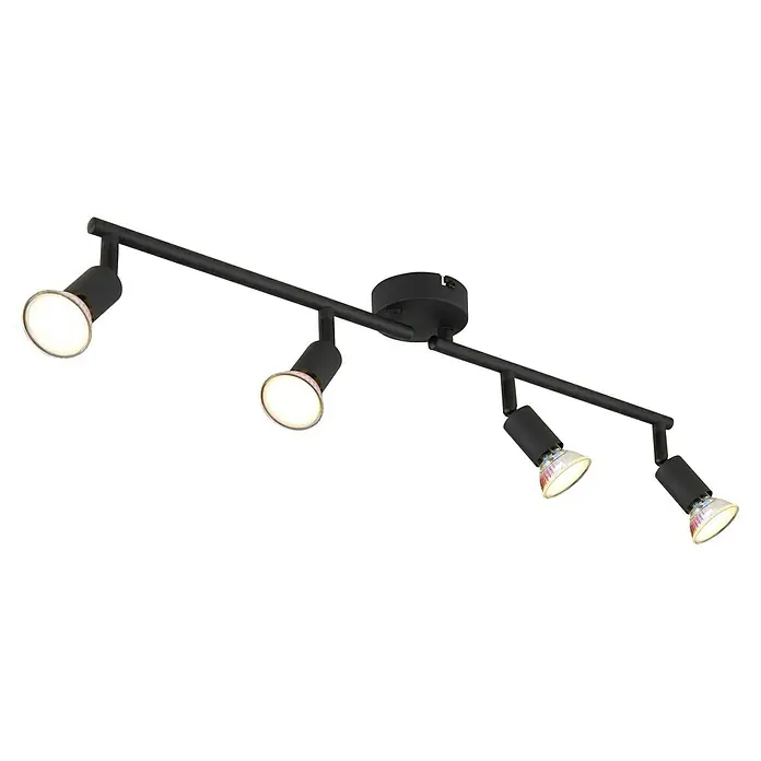 Globo LED-Deckenstrahler Matrix - 35 W, L x B x H: 60 x 13 x 13 cm, Schwarz - Die schwarze Deckenleuchte mit vier Strahlern ist ein echter Hingucker. Die Strahler sind schwenkbar und sorgen für eine optimale Ausleuchtung.