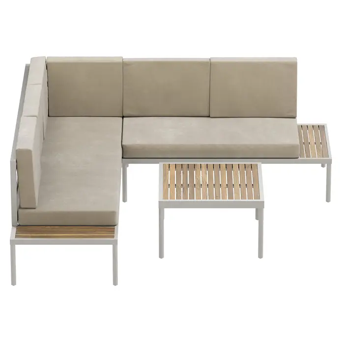 SENSUM Loungemöbel-Set Ankarsvik - 3 -tlg., Aluminium, Teak, Sandbraun