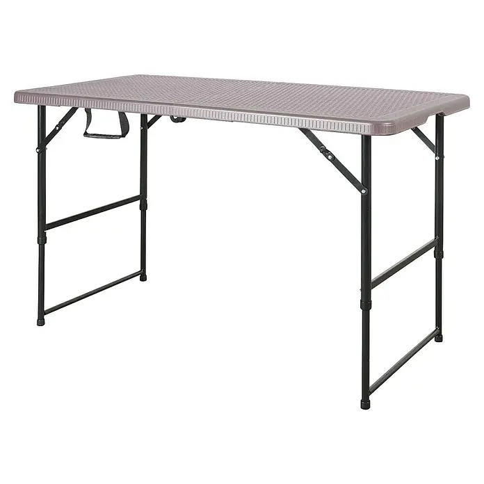 Floordirekt Gartentisch Saga - L x B x H: 120 x 60 x 75 cm, Kunststoff, Rechteckig, Braun/Schwarz - Ein stabiler Klapptisch mit brauner Tischplatte und schwarzem Gestell für flexible Nutzung in verschiedenen Umgebungen. Praktisch und robust.