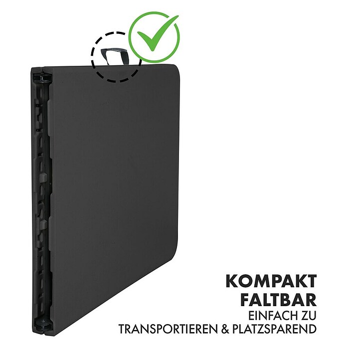 Floordirekt Klapptisch Kyoto (L x B x H: 76 x 73 x 180 cm, Kunststoff, Rechteckig, Schwarz) | BAUHAUS
