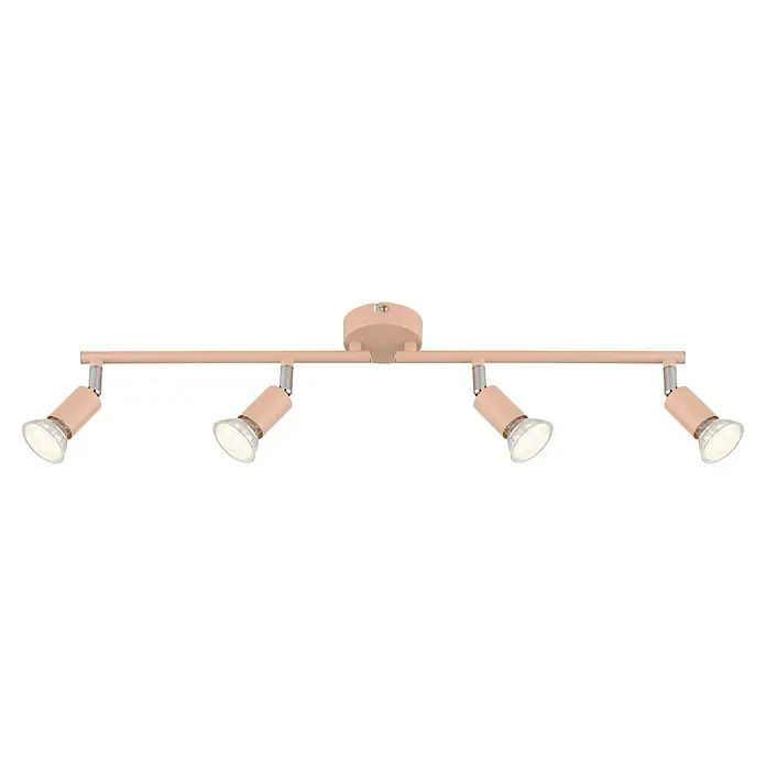 Globo LED-Deckenstrahler Matrix - 35 W, L x B x H: 60 x 13 x 13 cm, Rosa - Moderne Deckenleuchte mit vier Strahlern in Rosa, ideal für stilvolle Akzentbeleuchtung im Wohnbereich. Elegantes Design für jedes Zuhause.