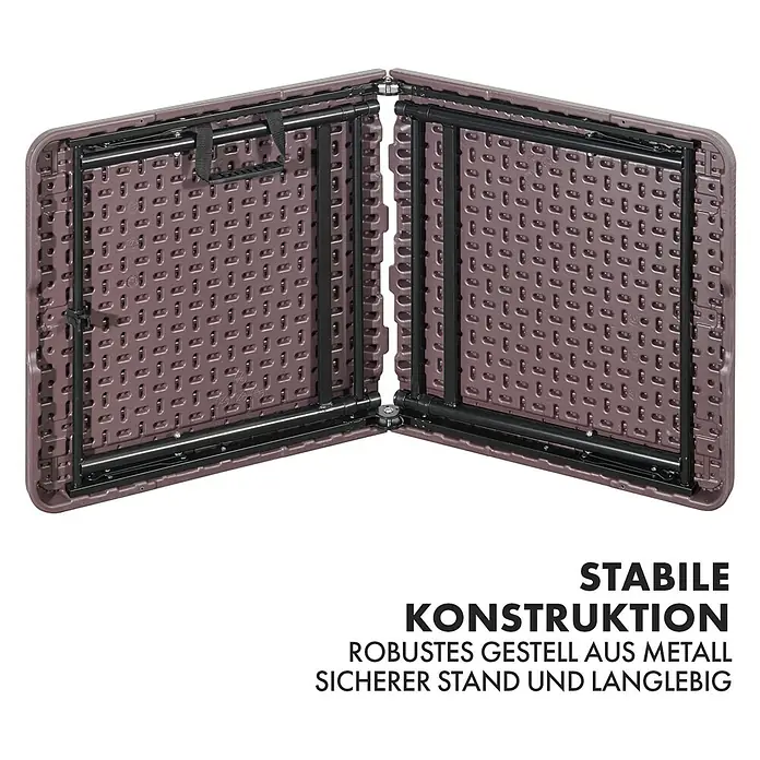 Floordirekt Gartentisch Saga - L x B x H: 120 x 60 x 75 cm, Kunststoff, Rechteckig, Braun/Schwarz - Klapptisch mit stabiler Metallkonstruktion für sicheren Stand und lange Lebensdauer.