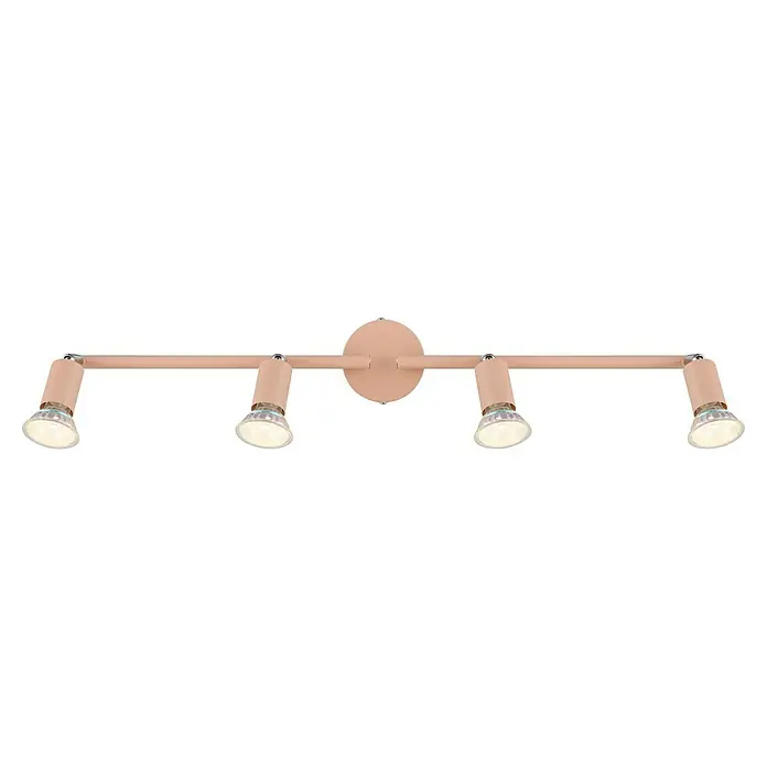 Globo LED-Deckenstrahler Matrix - 35 W, L x B x H: 60 x 13 x 13 cm, Rosa - Deckenleuchte mit vier Strahlern in Rosa. Die Strahler sind an einer Stange befestigt und lassen sich individuell ausrichten.