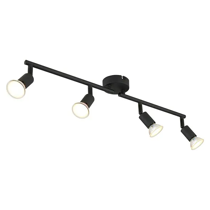 Globo LED-Deckenstrahler Matrix - 35 W, L x B x H: 60 x 13 x 13 cm, Schwarz - Schwarze Deckenleuchte mit vier verstellbaren Strahlern für eine individuelle Beleuchtung im Raum.