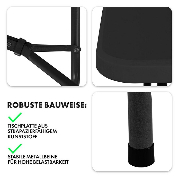 Floordirekt Klapptisch Kyoto (L x B x H: 76 x 73 x 180 cm, Kunststoff, Rechteckig, Schwarz) | BAUHAUS