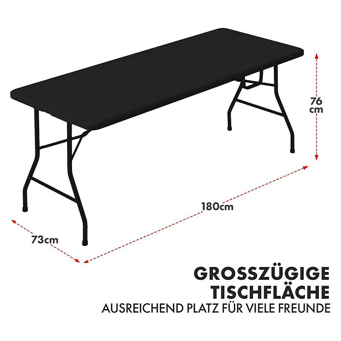 Floordirekt Klapptisch Kyoto (L x B x H: 76 x 73 x 180 cm, Kunststoff, Rechteckig, Schwarz) | BAUHAUS