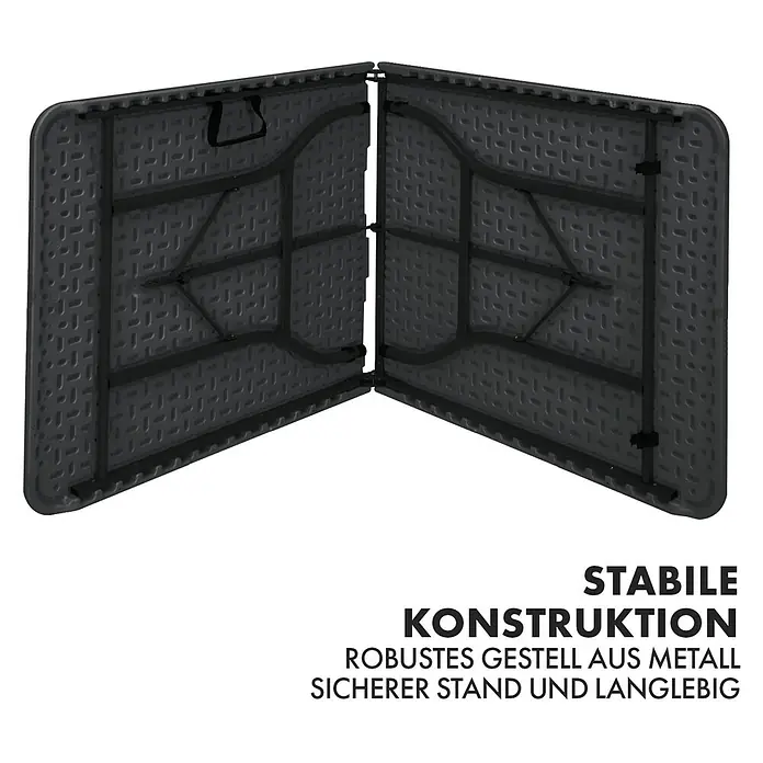 Floordirekt Gartentisch Kyoto - L x B x H: 76 x 73 x 180 cm, Kunststoff, Rechteckig, Schwarz - Klapptisch mit robustem Metallgestell für sicheren Stand und lange Lebensdauer. Ideal für verschiedene Anlässe.