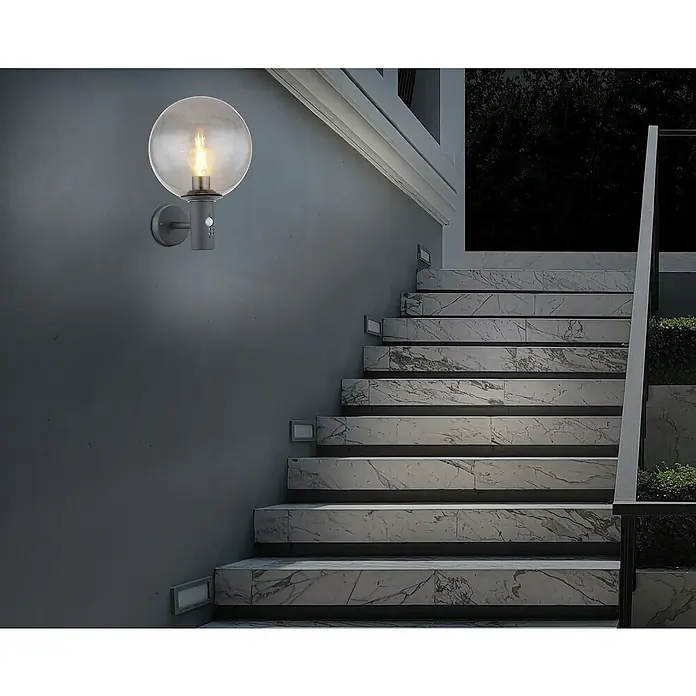 Globo LED-Außenleuchte Hedwig - Farbe Gehäuse: Anthrazit, IP44 - Die Außenwandleuchte mit Bewegungsmelder sorgt für Sicherheit. Das moderne Design passt perfekt zu jedem Außenbereich.