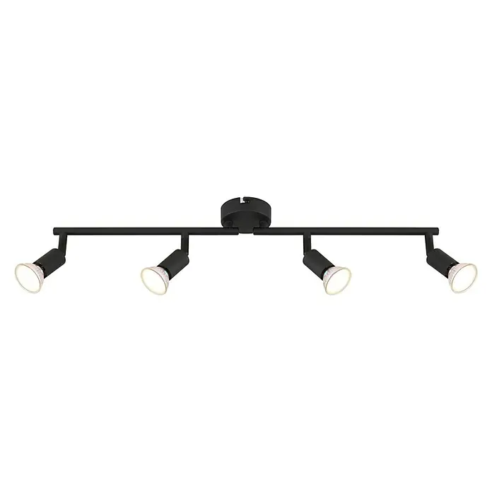 Globo LED-Deckenstrahler Matrix - 35 W, L x B x H: 60 x 13 x 13 cm, Schwarz - Dimmbare schwarze Deckenleuchte mit vier Strahlern, ideal für flexible Beleuchtung in jedem Raum. Perfekt für Akzentbeleuchtung.