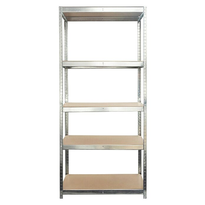 Floordirekt Schwerlastregal Set Lakota (H x B x T: 200 x 120 x 60 cm, 2 Stk., Traglast pro Boden: 175 kg, Anzahl Böden: 5 Stk., Stecken, Grau) | BAUHAUS