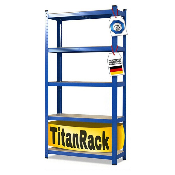Floordirekt Schwerlastregal Titanrack (H x B x T: 180 x 120 x 60 cm, Traglast pro Boden: 175 kg, Anzahl Böden: 5 Stk., Stecken, Blau) | BAUHAUS