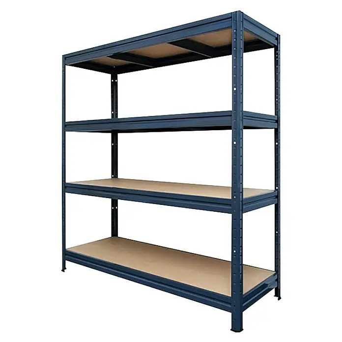 Floordirekt Schwerlastregal - H x B x T: 177 x 200 x 60 cm, Traglast pro Boden: 400 kg, Anzahl Böden: 4 Stk., Stecken, Grau - Metallregal mit vier Regalböden. Eine robuste und vielseitige Lagerlösung für Garage, Keller oder Lagerraum.