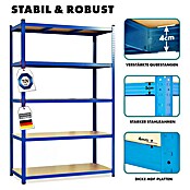Floordirekt Schwerlastregal Set Lakota (H x B x T: 150 x 75 x 30 cm, 2 Stk., Traglast pro Boden: 175 kg, Anzahl Böden: 5 Stk., Stecken, Blau) | BAUHAUS