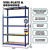 Floordirekt Schwerlastregal Set Lakota (H x B x T: 150 x 75 x 30 cm, 2 Stk., Traglast pro Boden: 175 kg, Anzahl Böden: 5 Stk., Stecken, Blau) | BAUHAUS