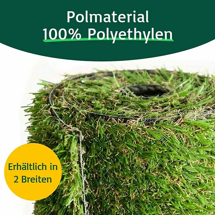 Kunstrasen Cambridge - 1.800 x 100 cm, Grün - Kunstrasenrolle aus 100 % Polyethylen, erhältlich in zwei Breiten für vielseitige Anwendungen im Garten- und Landschaftsbau.