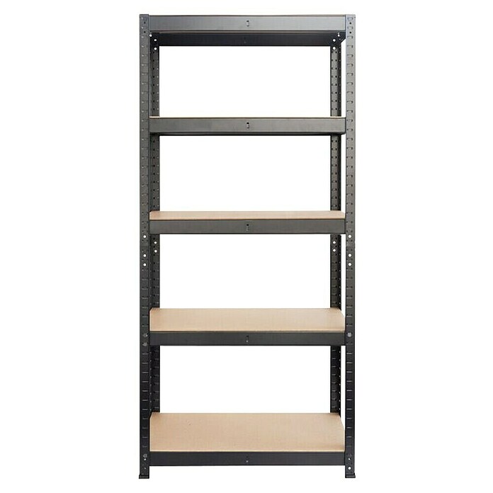 Floordirekt Schwerlastregal (H x B x T: 180 x 90 x 40 cm, Traglast pro Boden: 175 kg, Anzahl Böden: 5 Stk., Stecken, Schwarz) | BAUHAUS