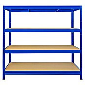 Floordirekt Schwerlastregal (H x B x T: 200 x 180 x 60 cm, Traglast pro Boden: 400 kg, Anzahl Böden: 4 Stk., Stecken, Blau) | BAUHAUS