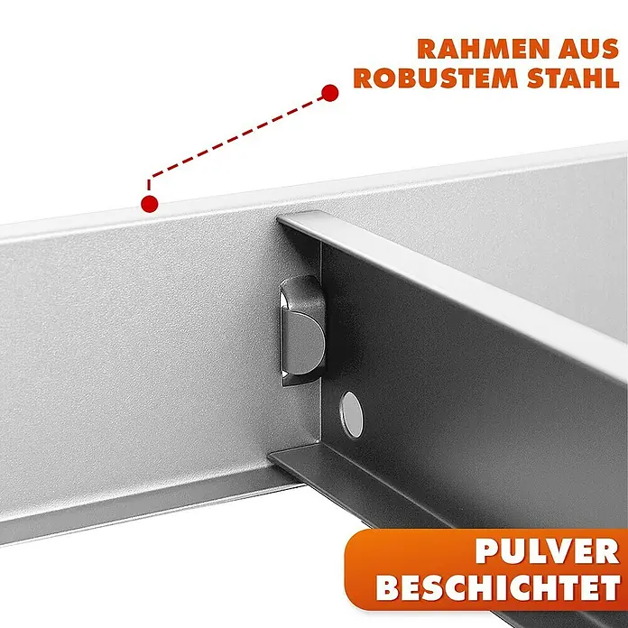 Floordirekt Schwerlastregal Rhino - H x B x T: 180 x 90 x 60 cm, Traglast pro Boden: 210 kg, Anzahl Böden: 5 Stk., Stecken, Silber - Detailansicht des robusten Stahlrahmens, pulverbeschichtet für erhöhte Langlebigkeit und ein ansprechendes Finish.
