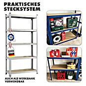 Floordirekt Schwerlastregal Set Lakota (H x B x T: 200 x 100 x 50 cm, 2 Stk., Traglast pro Boden: 175 kg, Anzahl Böden: 5 Stk., Stecken, Silber) | BAUHAUS