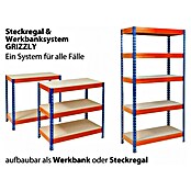 Floordirekt Schwerlastregal (H x B x T: 200 x 150 x 60 cm, Traglast pro Boden: 400 kg, Anzahl Böden: 4 Stk., Stecken, Blau/Orange) | BAUHAUS