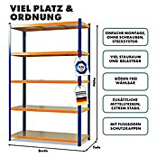 Floordirekt Schwerlastregal Titanrack (H x B x T: 220 x 90 x 60 cm, Traglast pro Boden: 175 kg, Anzahl Böden: 5 Stk., Stecken, Blau/Orange) | BAUHAUS