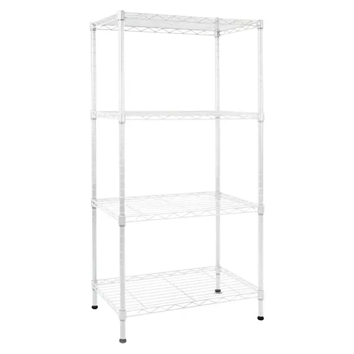 Floordirekt Gitterregal Rocky - H x B x T: 110 x 35 x 55 cm, Traglast pro Boden: 50 kg, Anzahl Böden: 4 Stk., Stecken, Weiß - Ein silberfarbenes Metallregal mit vier Ebenen bietet viel Stauraum für Ihr Zuhause oder Büro. Ideal zur Organisation.