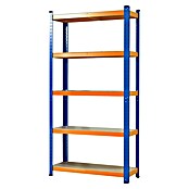 Floordirekt Schwerlastregal Titanrack (H x B x T: 220 x 90 x 60 cm, Traglast pro Boden: 175 kg, Anzahl Böden: 5 Stk., Stecken, Blau/Orange) | BAUHAUS