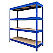 Floordirekt Schwerlastregal (H x B x T: 200 x 180 x 60 cm, Traglast pro Boden: 400 kg, Anzahl Böden: 4 Stk., Stecken, Blau) | BAUHAUS