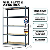 Floordirekt Schwerlastregal Set Lakota (H x B x T: 200 x 120 x 60 cm, 2 Stk., Traglast pro Boden: 175 kg, Anzahl Böden: 5 Stk., Stecken, Grau) | BAUHAUS