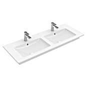 Villeroy & Boch Venticello Doppelwaschtisch (130 x 50 cm, Mit schmutzabweisender Glasur, Mit 2 Hahnlöchern, Keramik, Weiß)