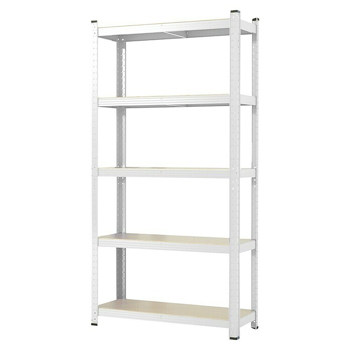 Floordirekt Schwerlastregal Titanrack (H x B x T: 180 x 90 x 60 cm, Traglast pro Boden: 175 kg, Anzahl Böden: 5 Stk., Stecken, Weiß) | BAUHAUS