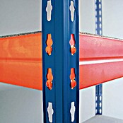 Floordirekt Schwerlastregal (H x B x T: 200 x 150 x 60 cm, Traglast pro Boden: 400 kg, Anzahl Böden: 4 Stk., Stecken, Blau/Orange) | BAUHAUS