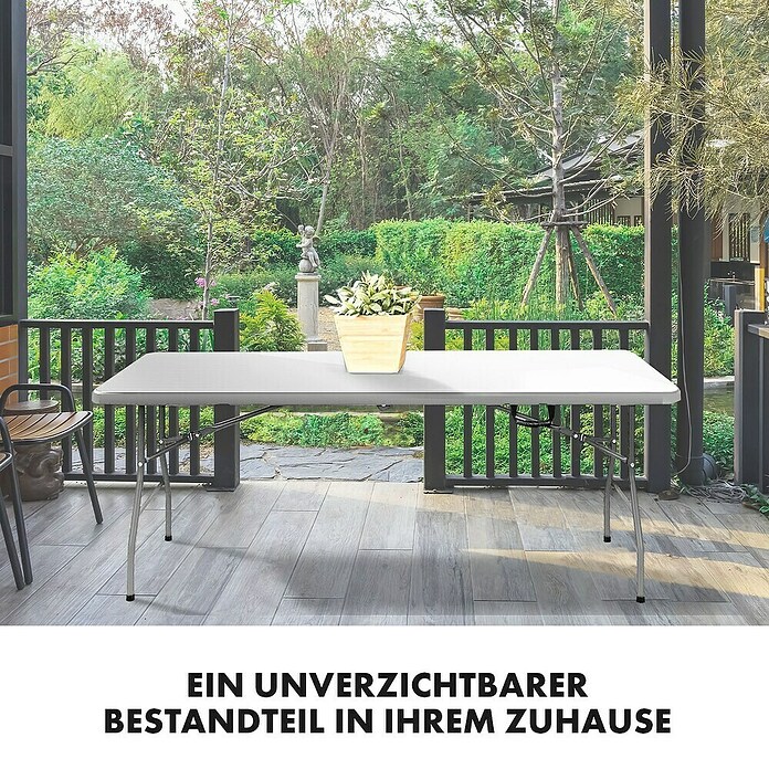 Floordirekt Klapptisch Akita (L x B x H: 183 x 76 x 74 cm, Kunststoff, Rechteckig, Weiß) | BAUHAUS