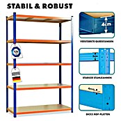 Floordirekt Schwerlastregal Titanrack (H x B x T: 220 x 90 x 60 cm, Traglast pro Boden: 175 kg, Anzahl Böden: 5 Stk., Stecken, Blau/Orange) | BAUHAUS