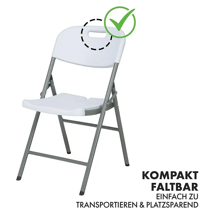 Floordirekt Klappstuhl Okinawa - Kunststoff, Klappbar, Weiß, B x T x H: 46 x 57 x 83 cm - Ein kompakter, faltbarer Stuhl in Weiß und Grau, ideal für platzsparende Lagerung und einfachen Transport.