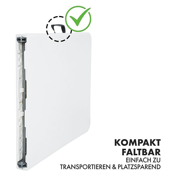 Floordirekt Klapptisch Akita (L x B x H: 183 x 76 x 74 cm, Kunststoff, Rechteckig, Weiß) | BAUHAUS