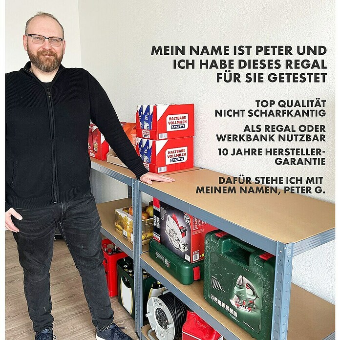 Floordirekt Schwerlastregal Titanrack (H x B x T: 220 x 120 x 60 cm, Traglast pro Boden: 250 kg, Anzahl Böden: 5 Stk., Stecken, Anthrazit) | BAUHAUS