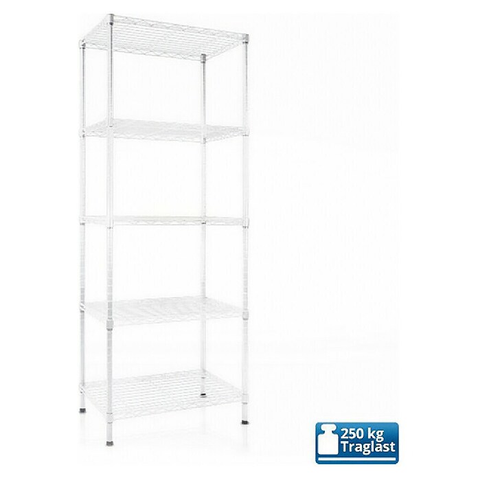 Floordirekt Gitterregal Rocky (H x B x T: 140 x 35 x 55 cm, Traglast pro Boden: 50 kg, Anzahl Böden: 5 Stk., Stecken, Schwarz) | BAUHAUS