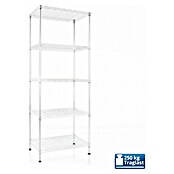 Floordirekt Gitterregal Rocky (H x B x T: 140 x 35 x 55 cm, Traglast pro Boden: 50 kg, Anzahl Böden: 5 Stk., Stecken, Schwarz) | BAUHAUS