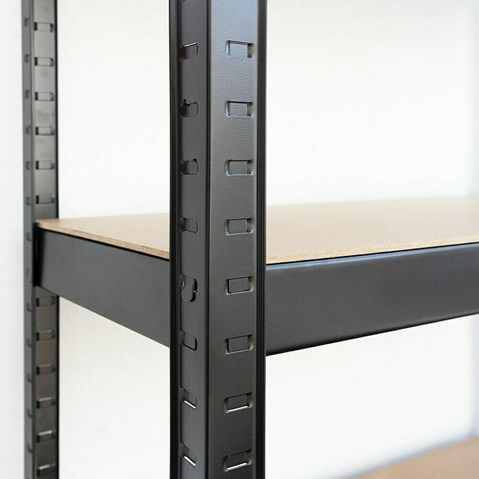 Floordirekt Schwerlastregal (H x B x T: 180 x 90 x 40 cm, Traglast pro Boden: 175 kg, Anzahl Böden: 5 Stk., Stecken, Schwarz) | BAUHAUS