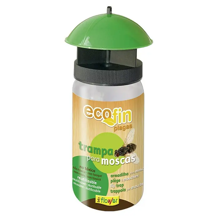 Flower Trampa para moscas - 1 ud. - Trampa para moscas Ecofin Plagas: Solución reutilizable y no tóxica para el control de moscas en hogares y jardines.