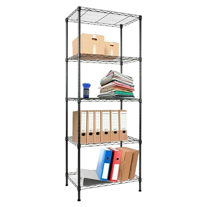 Floordirekt Gitterregal Rocky (H x B x T: 200 x 45 x 90 cm, Traglast pro Boden: 50 kg, Anzahl Böden: 5 Stk., Stecken, Weiß) | BAUHAUS
