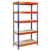 Floordirekt Schwerlastregal (H x B x T: 200 x 150 x 60 cm, Traglast pro Boden: 400 kg, Anzahl Böden: 4 Stk., Stecken, Blau/Orange) | BAUHAUS