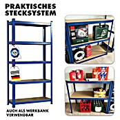 Floordirekt Schwerlastregal Set Lakota (H x B x T: 150 x 75 x 30 cm, 2 Stk., Traglast pro Boden: 175 kg, Anzahl Böden: 5 Stk., Stecken, Blau) | BAUHAUS