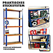 Floordirekt Schwerlastregal Titanrack (H x B x T: 220 x 90 x 60 cm, Traglast pro Boden: 175 kg, Anzahl Böden: 5 Stk., Stecken, Blau/Orange) | BAUHAUS
