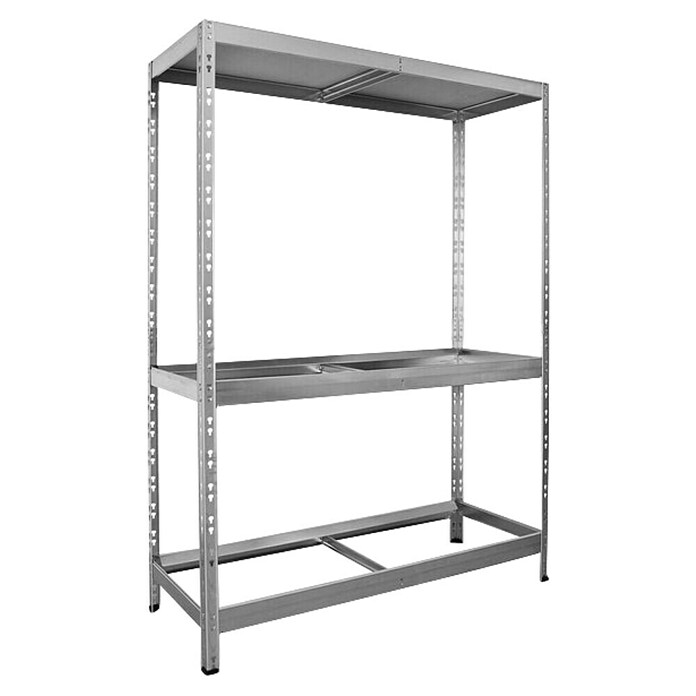 Floordirekt Reifenregal (H x B x T: 180 x 130 x 50 cm, Anzahl Träger: 2 Stk., Stecken, Silber) | BAUHAUS