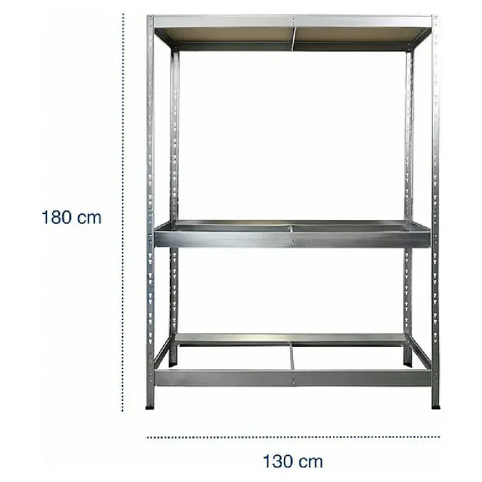 Floordirekt Reifenregal - H x B x T: 180 x 130 x 50 cm, Anzahl Träger: 2 Stk., Stecken, Silber - Metallregal mit zwei Ebenen und den Maßen 180 x 130 cm, ideal für Werkstatt oder Lager. Robuste Konstruktion für hohe Belastbarkeit.