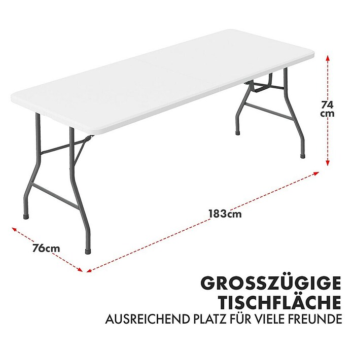 Floordirekt Klapptisch Akita (L x B x H: 183 x 76 x 74 cm, Kunststoff, Rechteckig, Weiß) | BAUHAUS